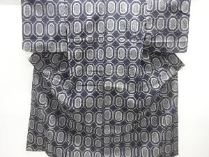 抽象模様織り出し手織り紬単衣着物